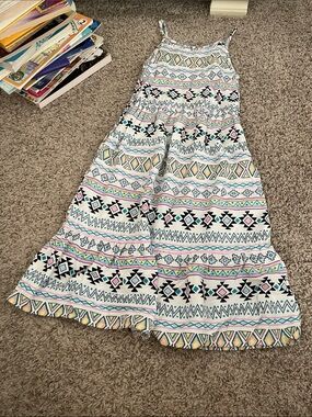 White Aztec Print Maxi dress